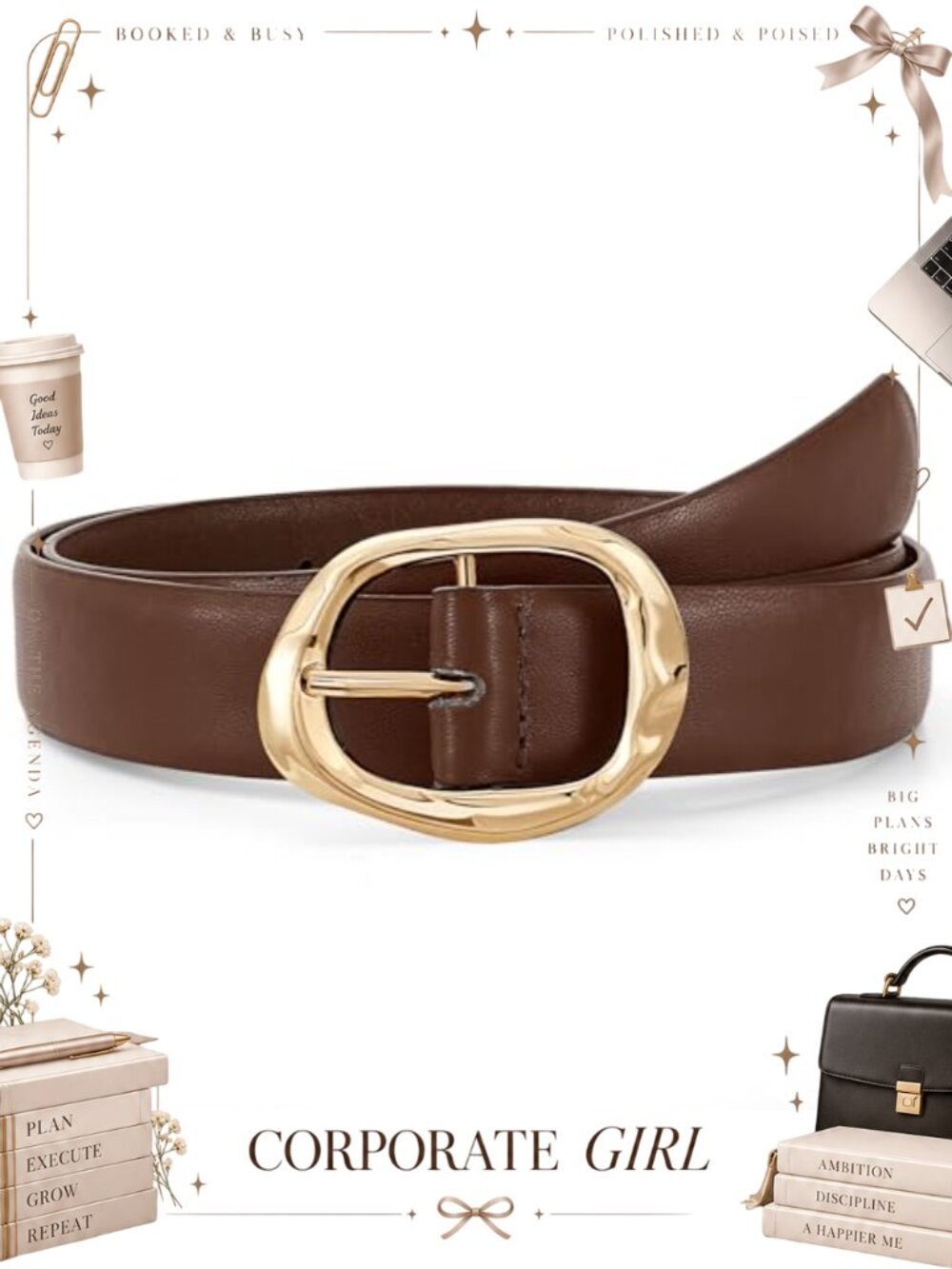 Faux Leather Belt for Women Metal Buckle Casual Jeans Pants